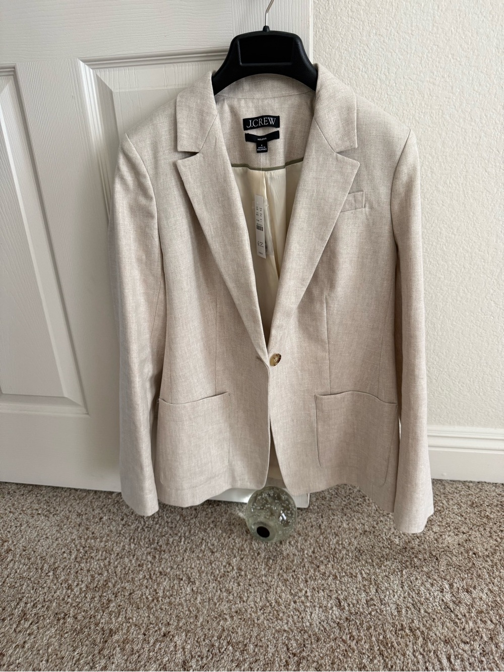 J.Crew Helena Beige Lined Single-Button Blazer Jacket - Size 4 - NWT!